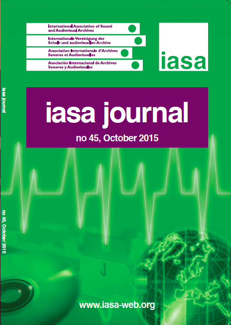 Cover of the IASA Journal, Issue 45, October 2015.